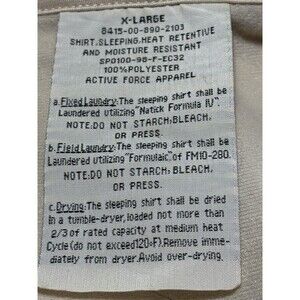 US Military Sleeping Shirt XL 8415-00-890-2103 Heat Retentive Moisture Resistant